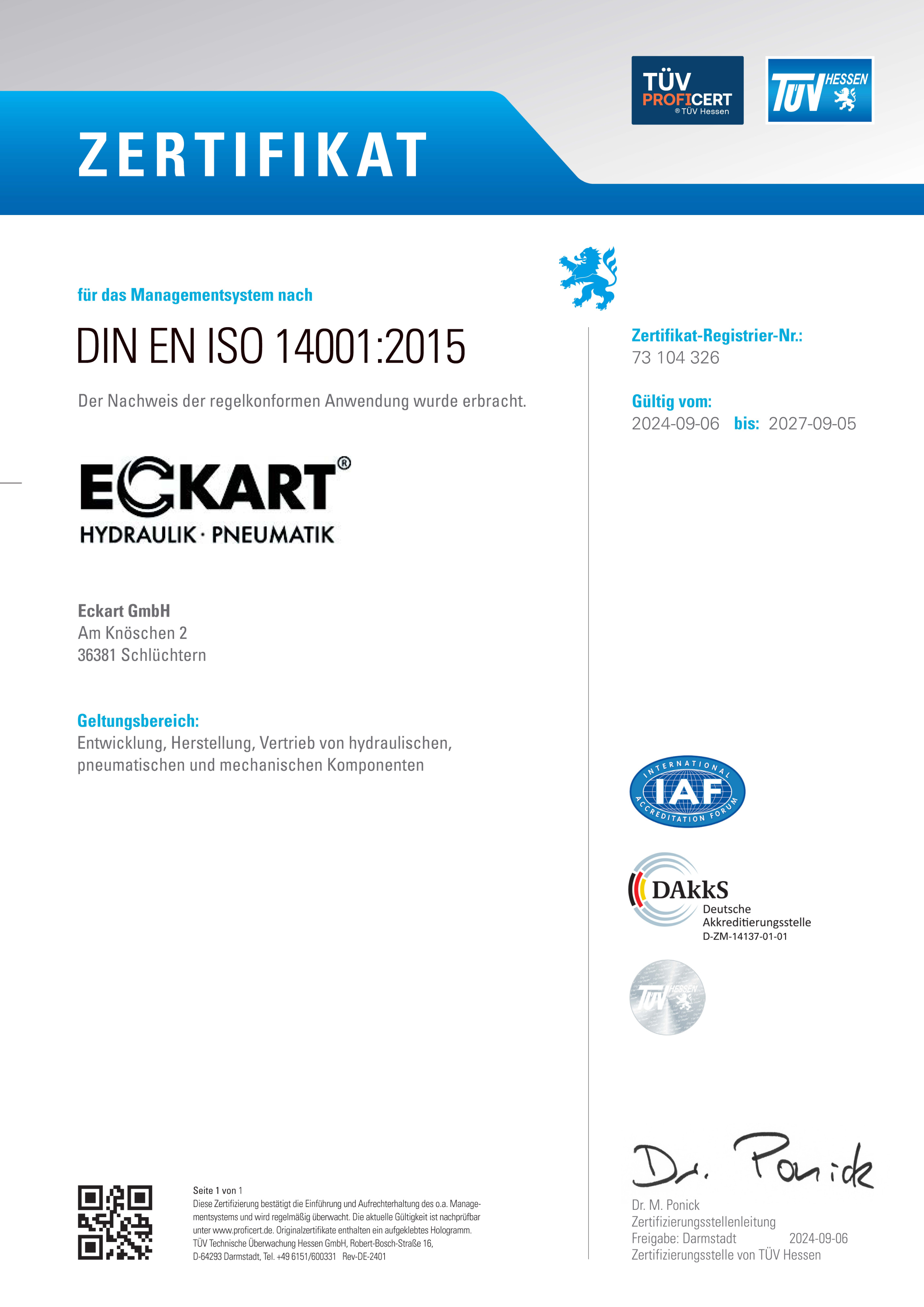 Umweltmanagementsystem nach DIN EN ISO 14001:201